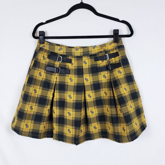 Wizarding World Harry Potter Hufflepuff Skirt Womens M Plaid School Girl Cosplay - Picture 1 of 10